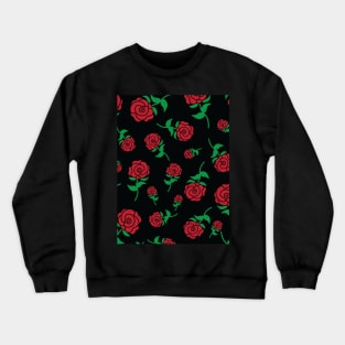 Red Rose Hand Drawn Roses Pattern Crewneck Sweatshirt